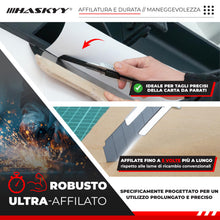 Carica l'immagine nel visualizzatore di Gallery, HASKYY Set 2 Taglierini Professionali 18mm + 5 Lame SK5 Premium - Cutter Sicurezza con Auto-Lock