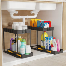Carica l'immagine nel visualizzatore di Gallery, Meltrck 2 Pezzi Organizer Sottolavello Cucina 2 Livelli, Scaffale Estraibile per Lavello, Portaoggetti Sottolavello con 
