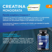 Carica l'immagine nel visualizzatore di Gallery, Creatina Creapure® Monoidrata 240 compresse | Creatina Solubile in acqua |Creatina Creapure pura 3000mg per dose | Senza
