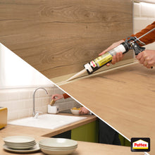 Carica l'immagine nel visualizzatore di Gallery, Pattex Legno E Parquet, Sigillante Color Rovere Chiaro, Silicone Sigillante per pavimenti Inodore e Facile da Lisciare, 