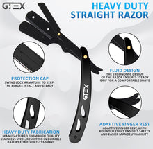 Carica l'immagine nel visualizzatore di Gallery, Rasoio a Mano Libera Professionale GTEX - 2 Rasoio Barba Manuale Uomo con 100 Lamette da Barba GTEX Premium - Rasoio Bar
