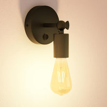 Carica l'immagine nel visualizzatore di Gallery, ledscom.de Lampada da parete FETRO, interruttore, nero opaco, rotonda, 1x E27 max. 60W