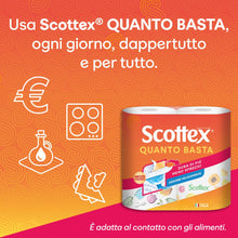 Carica l'immagine nel visualizzatore di Gallery, Scottex Quanto Basta, Carta Cucina, Opzione Mezzo Strappo, 6 Maxi Rotoli