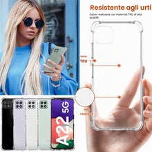 Carica l'immagine nel visualizzatore di Gallery, Ferilinso Cover per Samsung Galaxy A22 5G + 2 pezzi in vetro temperato protezione schermo [custodia trasparente silicone