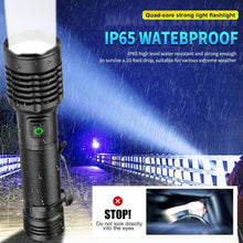 Carica l'immagine nel visualizzatore di Gallery, Torcia LED Professionale Ricaricabile 90000 lumen Super Luminosa,Torcia Potente 2600 mAh USB ad Alta Capacità IPX6 Imper