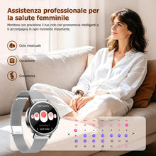 Carica l'immagine nel visualizzatore di Gallery, IOWODO Smartwatch Donna Elegante con Cinturino Milanese, Ultra Leggero 62g, Chiamate Bluetooth, Salute Femminile, Assist