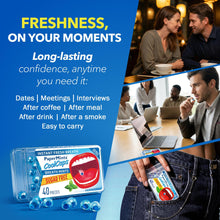 Carica l'immagine nel visualizzatore di Gallery, Papermints CoolCaps Instant Fresh Breath Mints Box 40 x 4 Pack, deodorante per respiro e trattamento alito cattivo per a