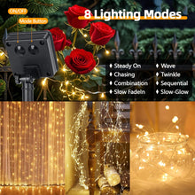 Carica l'immagine nel visualizzatore di Gallery, Kasanni 2 Pacchi Luci Solari Esterno, 12m 120 LED Luci Solari Esterno 8 Modalità Impermeabili Filo di Rame Led Lucine Es
