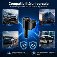 Carica l'immagine nel visualizzatore di Gallery, Sdoppiatore Accendisigari Auto 12 V/24 V, Caricatore Auto USB C