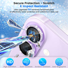 Carica l'immagine nel visualizzatore di Gallery, imluckies Glitter Pellicola Fotocamera per iPhone 17, AR+AF Vetro Temperato &amp; 9H Antigraffio Metallo Protezione Obiettiv
