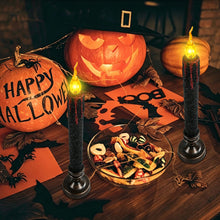 Carica l'immagine nel visualizzatore di Gallery, 2 Pezzi Candele LED Halloween 24.5cm Finte Candela Halloween Decorative Gocciolanti di Sangue Candeline a Batteria per F