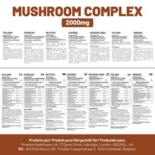 Carica l'immagine nel visualizzatore di Gallery, Advanced Mushroom Complex 2000mg | Una super miscela di 6 funghi con criniera di leone, chaga, cordyceps, shiitake, reis