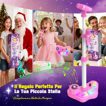 Carica l'immagine nel visualizzatore di Gallery, Dislocati Microfono con Supporto Regolabile per Bambini, Giocattoli Musicali con Luci LED, Altoparlante Bluetooth, Altez