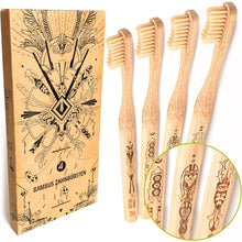 Carica l'immagine nel visualizzatore di Gallery, Nature Nerds - Set di spazzolini da denti in bambù (4 pezzi) durezza media