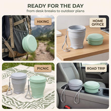 Carica l'immagine nel visualizzatore di Gallery, 180 ml Tazza da campeggio pieghevole in silicone, 2 Pezzi, Bicchiere Portatile e Richiudibile, con Coperchio, Tazza Salv