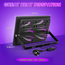 Carica l'immagine nel visualizzatore di Gallery, 100W Black Light, UV Lamp, Black Light, IP67 Waterproof, for Halloween Decoration, Christmas Decoration, Hardened UV Res