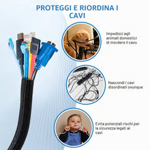 Carica l'immagine nel visualizzatore di Gallery, Canalina per cavi a chiusura automatica 3m, Organizer Cavi Autochiuso in Nero, Guaina Cavi per Scrivania TV Casa Ufficio