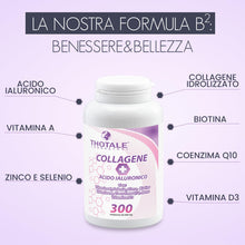 Carica l'immagine nel visualizzatore di Gallery, Collagene Idrolizzato 2000mg e Acido Ialuronico, 300 Compresse, Integratore Collagene, Acido Ialuronico, Coenzima Q10, V