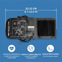 Carica l'immagine nel visualizzatore di Gallery, Misuratori pressione elettrici,Un bracciale nero per la misurazione della pressione sanguigna, regolabile da 22 a 32 cm