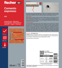 Carica l'immagine nel visualizzatore di Gallery, Fischer DEC Cemento Espresso, Sigillante per Riparazione e Riempimento di Crepe, Giunti Interni ed Esterni, Uso con Pist