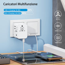 Carica l'immagine nel visualizzatore di Gallery, Adattatore Universale da Viaggio, Presa Universale da Viaggio con 2 USB A 2 Type-C,Adattatore Spina Internazionale per A