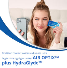 Carica l'immagine nel visualizzatore di Gallery, Air Optix Plus HydraGlyde Lenti a Contatto Mensili, 3 Lenti, BC 8.6 mm, DIA 14.2 mm, -2 Diopt