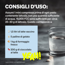 Carica l'immagine nel visualizzatore di Gallery, Lattasi 15.000 FCC Compresse – 100 Mini Compresse ad Alto Dosaggio – Per Intolleranza al Lattosio – Digestione di Latte 