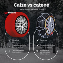 Carica l'immagine nel visualizzatore di Gallery, R.Evolution Calze da Neve Omologate Italia RRR, 2 Calze, Taglia L, Rosso, Catene da Neve Tessili per R14 - R20 (Misure p
