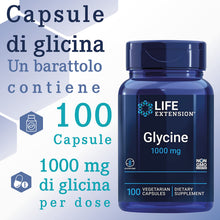 Carica l'immagine nel visualizzatore di Gallery, Life Extension, Glycine, 1000mg, Altamente Dosato, 100 Capsule vegane, Testate in Laboratorio, Senza Glutine, Vegetarian