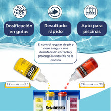 Carica l'immagine nel visualizzatore di Gallery, Kit di ricambio per test cloro e pH, flacone liquido fenolo e oto in gocce, accessori base per piscina, adatto a qualsia