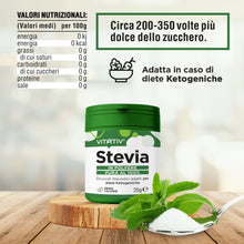 Carica l'immagine nel visualizzatore di Gallery, VITATIV Stevia Pura in Polvere - Rebaudioside A 98% Dolcificante Naturale - Zero Calorie, Ideale per Diete Ketogeniche, 
