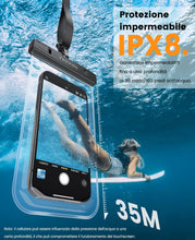 Carica l'immagine nel visualizzatore di Gallery, Custodia Impermeabile Smartphone 2 Pezzi, IPX8 Tocco Sensibile Borsa Impermeabile con cordino, Cover Subacquea per iPhon