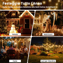 Carica l'immagine nel visualizzatore di Gallery, Catena Luminosa Esterno 15M,LED Catena Luminosa con 25+2 Luci G40, 2700K Bianco Caldo, IP45 Per Giardino, Terrazza e Fes