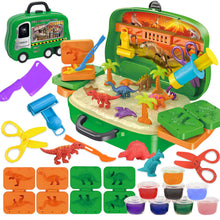 Carica l'immagine nel visualizzatore di Gallery, VBACALA Dinosauri Plastilina Giocattoli, Accessori per Set di Creta da Modellare per Dinosauri in Astuccio con Ruote, Fo