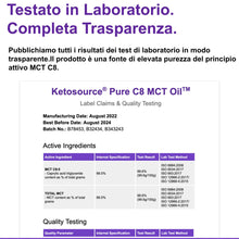 Carica l'immagine nel visualizzatore di Gallery, Olio MCT puro Ketosource® | Fonte ad alta purezza di MCT C8 e C10 che potenziano i chetoni | Supporta la nutrizione e il
