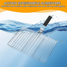 Carica l'immagine nel visualizzatore di Gallery, Cestino da Barbecue Pieghevole,Cestino Portatile per Barbecue con 2 Spazzole in Silicone,Cestello per Griglia in Acciaio