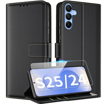 Carica l'immagine nel visualizzatore di Gallery, Cover per Samsung Galaxy S25 5G / S24 5G a Libro in Pelle,Nero