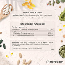 Carica l'immagine nel visualizzatore di Gallery, Omega 3 Olio di Pesce 3000mg - 240 Softgel - EPA e DHA