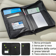 Carica l'immagine nel visualizzatore di Gallery, Cartella per Veicoli Cartella per Documenti Portatile Borsa Portadocumenti Nero del Veicolo Organizzatore di File con Sc