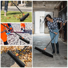 Carica l'immagine nel visualizzatore di Gallery, TreeLen Scopa a spinta da 61 cm per esterni, resistente, con manico lungo, setole rigide, per patio, cortile, garage, te