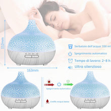 Carica l'immagine nel visualizzatore di Gallery, Diffusore di Oli Essenziali,550ml Diffusore di Aromi,Umidificatore Ambiente Fino a 8 Ore di Lavoro,Diffusore Ambiente Lu