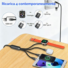 Carica l'immagine nel visualizzatore di Gallery, Cavo di Ricarica Multiplo 4 in 2 per Apple Watch, 1.2 M Nylon Intrecciato Compatibile con iWatch Ultra/SE/11/10/9/8/7/6,