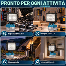 Carica l'immagine nel visualizzatore di Gallery, Faro LED Ricaricabile per Makita Batteria 18V, 6800LM, Due Porte USB