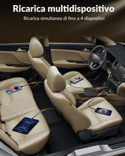 Carica l'immagine nel visualizzatore di Gallery, 90W Caricatore Auto USB C, 4 Porte USB A &amp; C Caricabatterie PD/QC Presa 12V