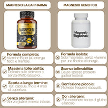Carica l'immagine nel visualizzatore di Gallery, Magnesio Bisglicinato 120 Capsule con Vitamine B1, B5, B6 per Stanchezza