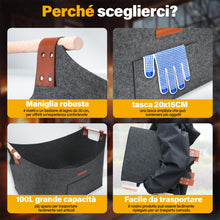 Carica l'immagine nel visualizzatore di Gallery, XXL Legna da ardere cesto in feltro extra spesso e Manico, Grigio ardesia