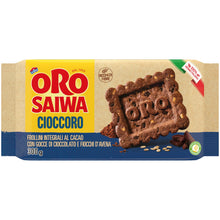 Carica l'immagine nel visualizzatore di Gallery, Oro Saiwa Cioccoro, Frollini Integrali al Cacao con Gocce di Cioccolato e Fiocchi d'Avena, Fonte di Fibre, 100% Grano It
