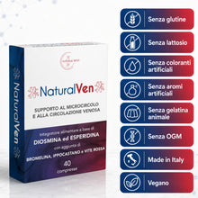 Carica l'immagine nel visualizzatore di Gallery, NaturalVen - Diosmina Esperidina Alto Dosaggio 500 mg con Bromelina 2500 GDU/g, Ippocastano, Vite Rossa - integratore Ve