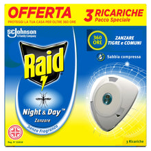 Carica l'immagine nel visualizzatore di Gallery, Raid Night &amp; Day, Antizanzare da Interno Sabbia Compressa, Inodore, 3 Ric.