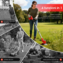 Carica l'immagine nel visualizzatore di Gallery, OUTIGO Tosaerba a batteria, Dotato di due batterie da 21 V, 4 lame, tosaerba triplo pieghevole, tosaerba da giardino a b